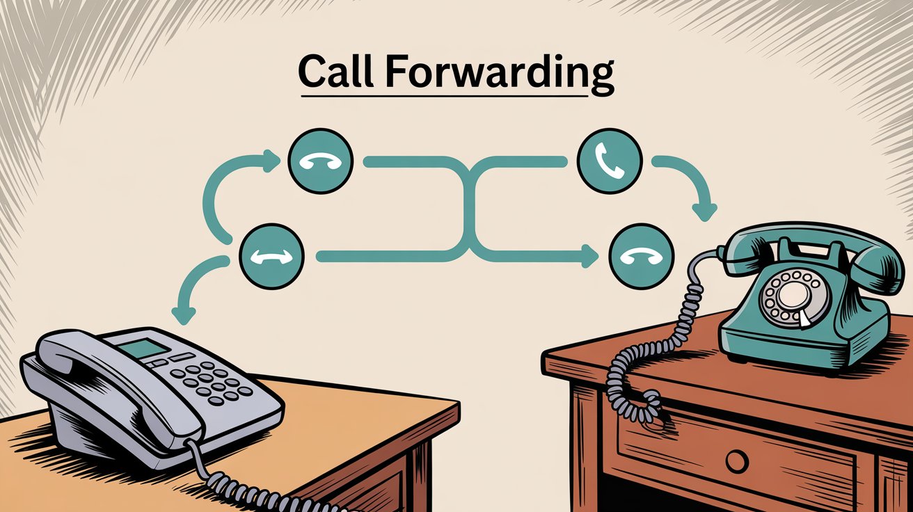 Call forwarding flow diagram showing connection between office phone and receptionist