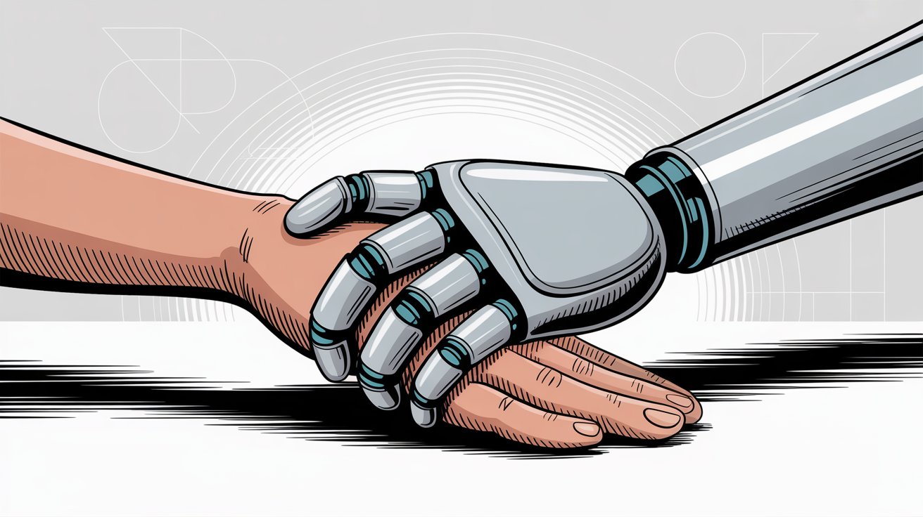 Human and AI collaboration showing seamless teamwork and partnership in customer service