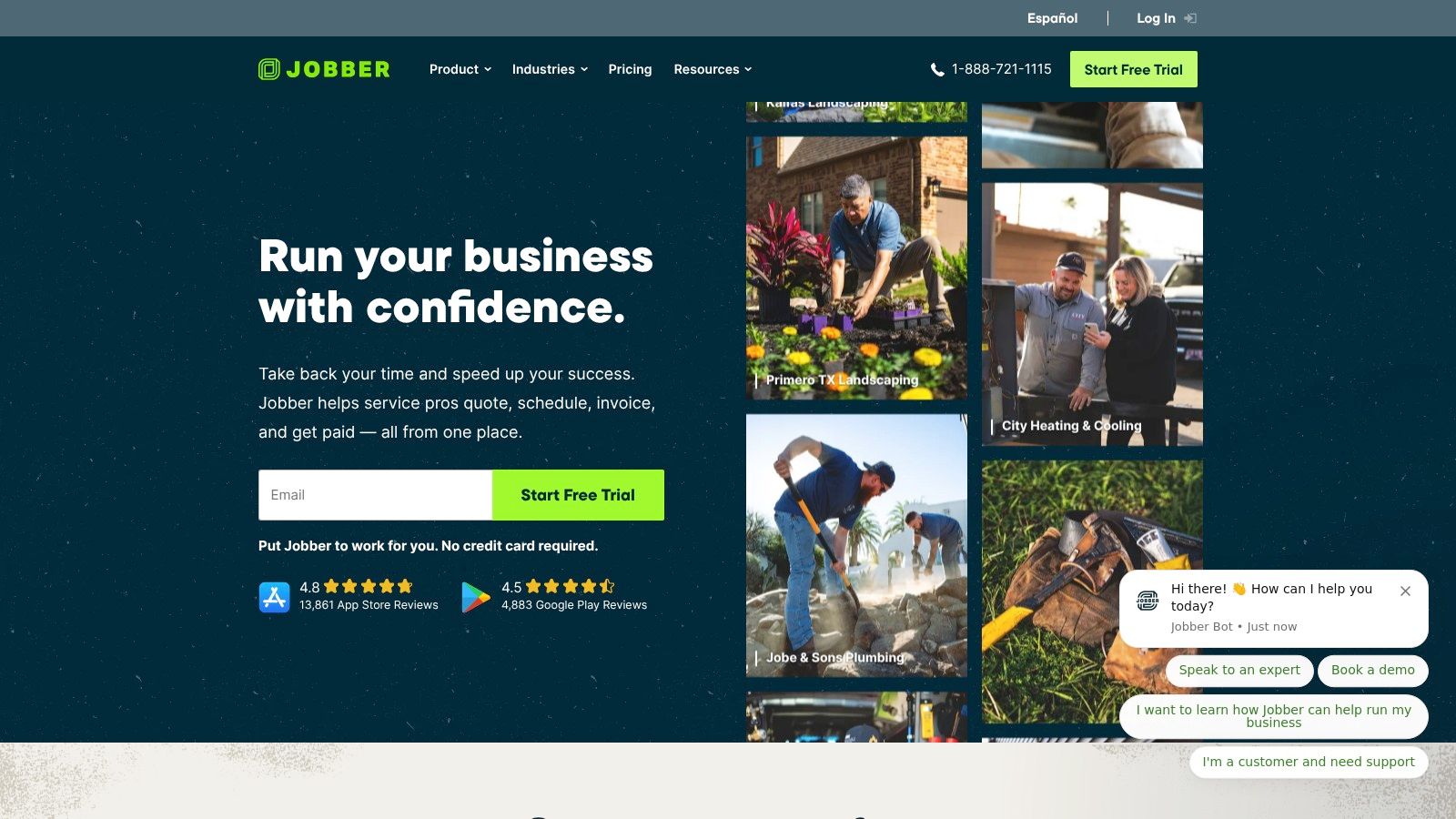 Jobber dashboard showing a schedule and client information