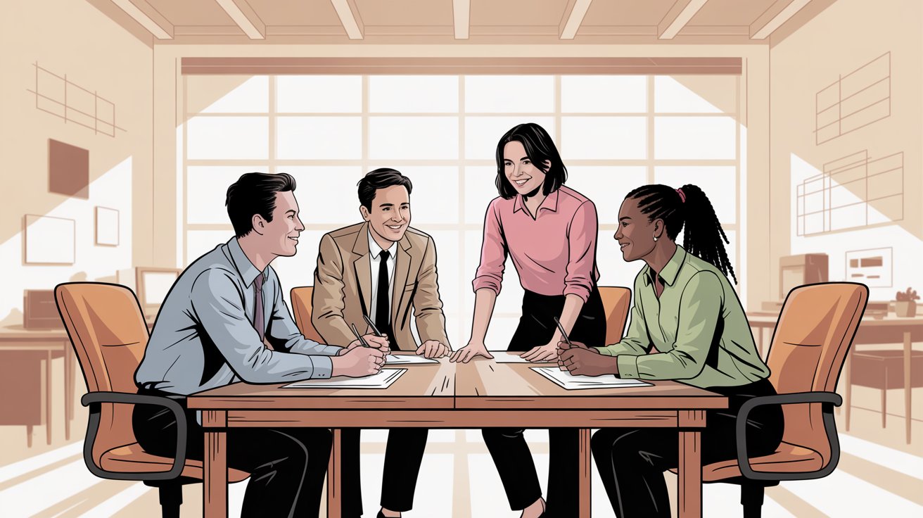 Event vendor coordination and services team illustration