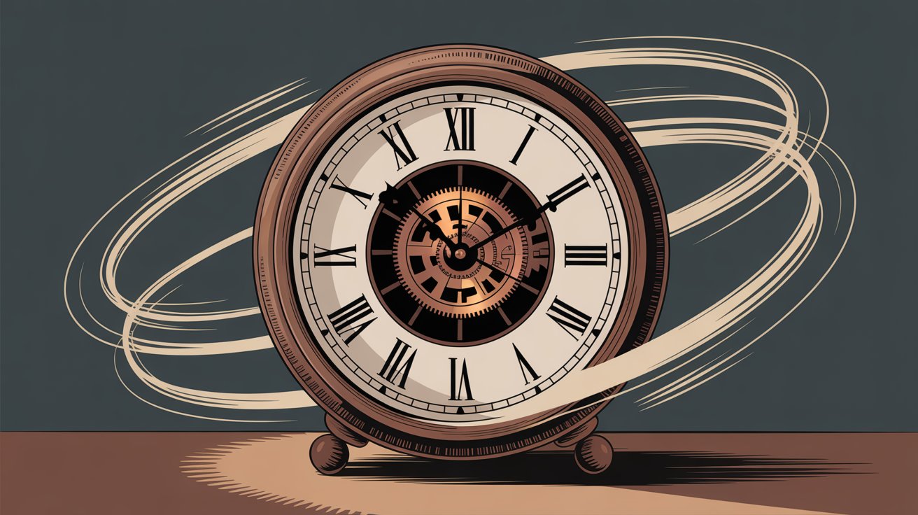 Round-the-clock phone coverage concept with elegant clock and orbital rings symbolizing 24/7 availability