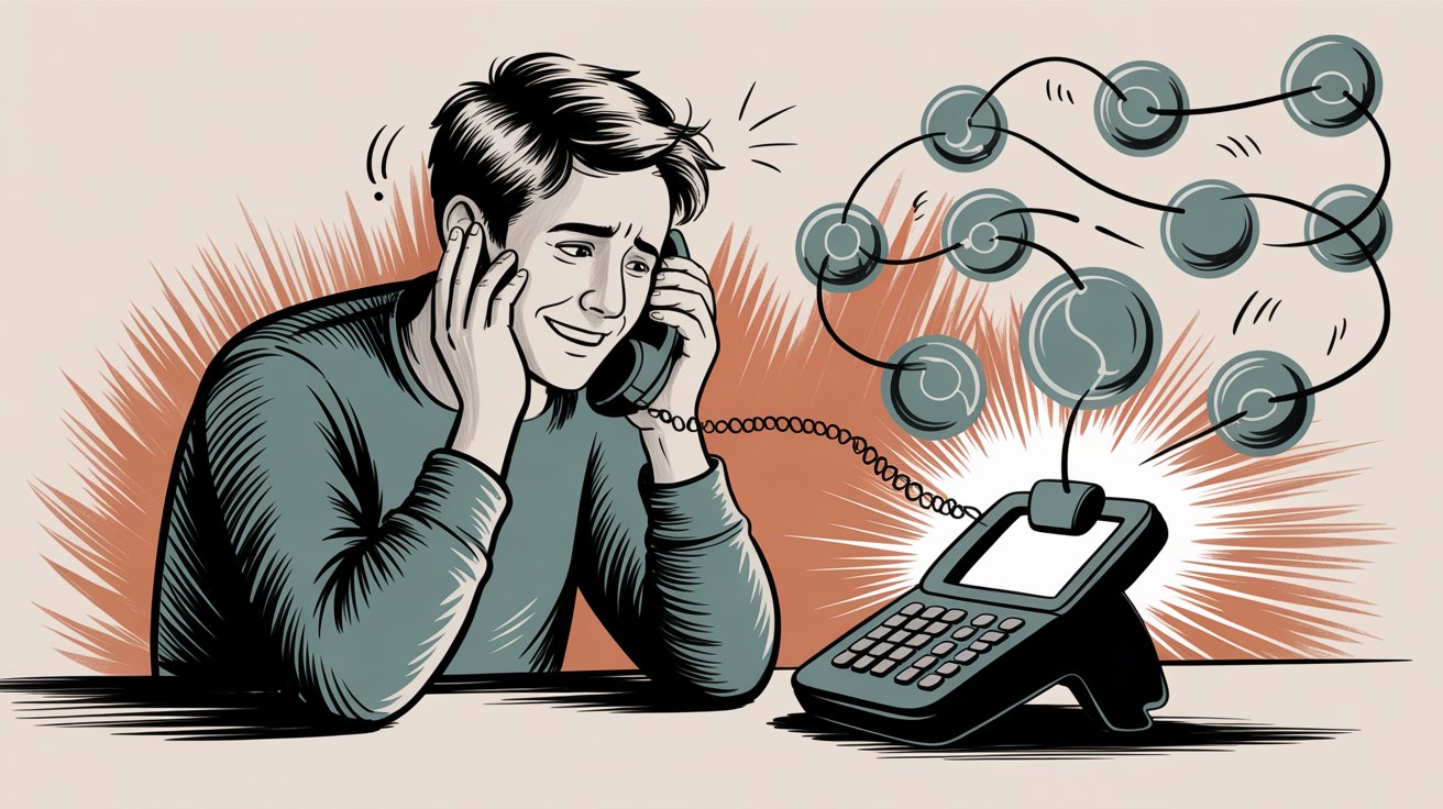 Hand-drawn illustration showing caller concern being transformed into satisfaction through proper mitigation strategies