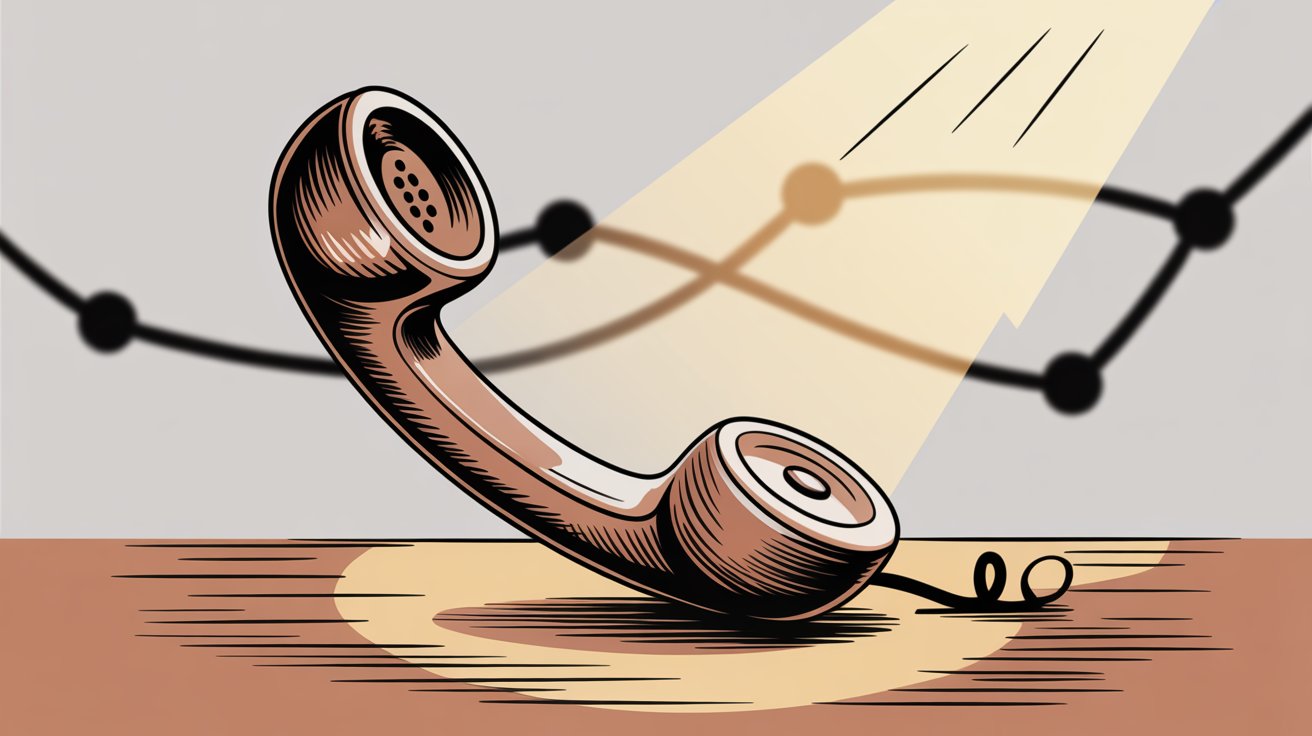 Business phone handset with network routing connections illustrating call forwarding system