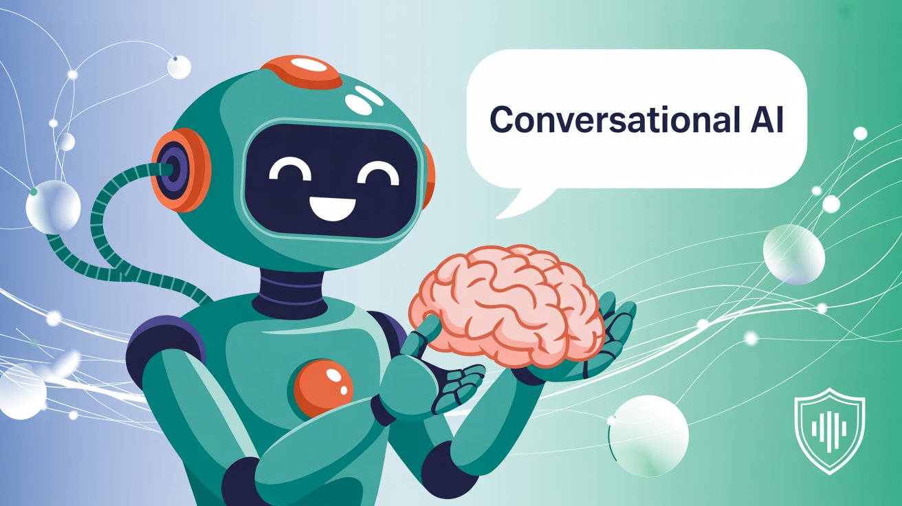 Illustration of natural conversation AI with human-like voice processing for insurance customer interactions