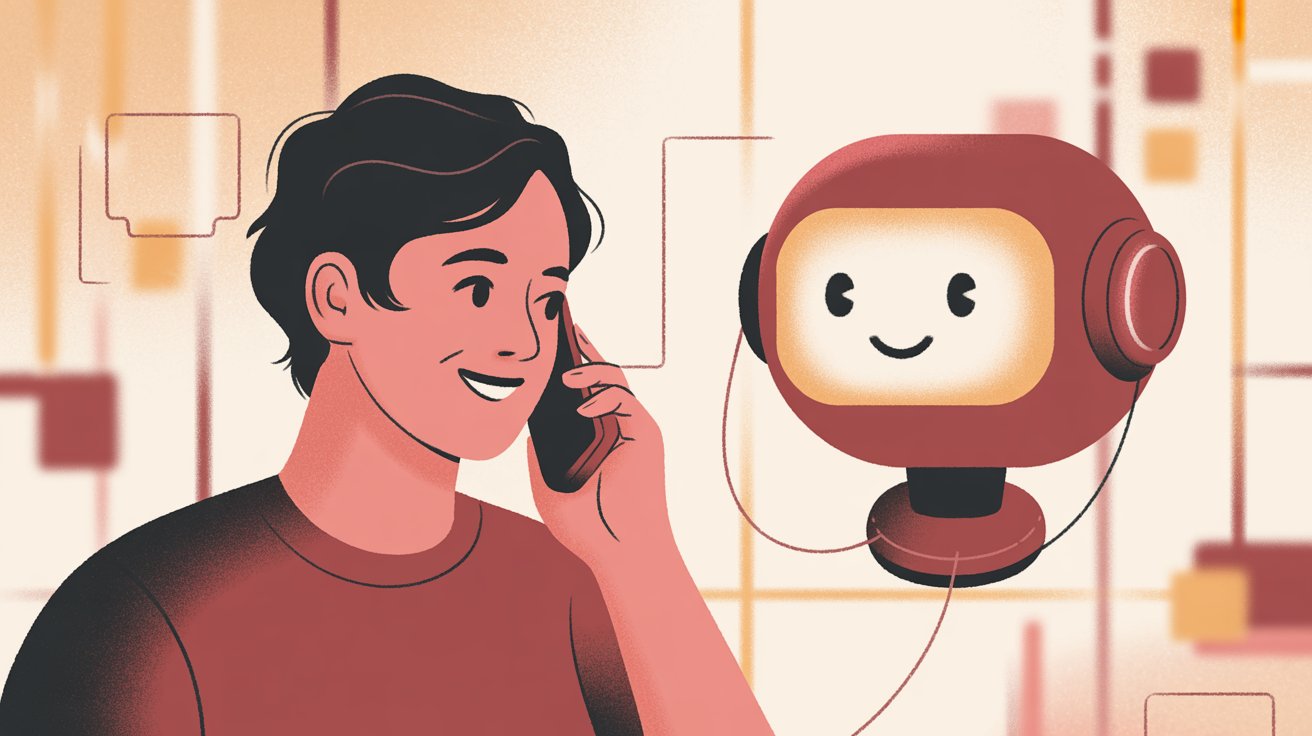 Person having a friendly, natural conversation with an AI receptionist that understands their insurance needs