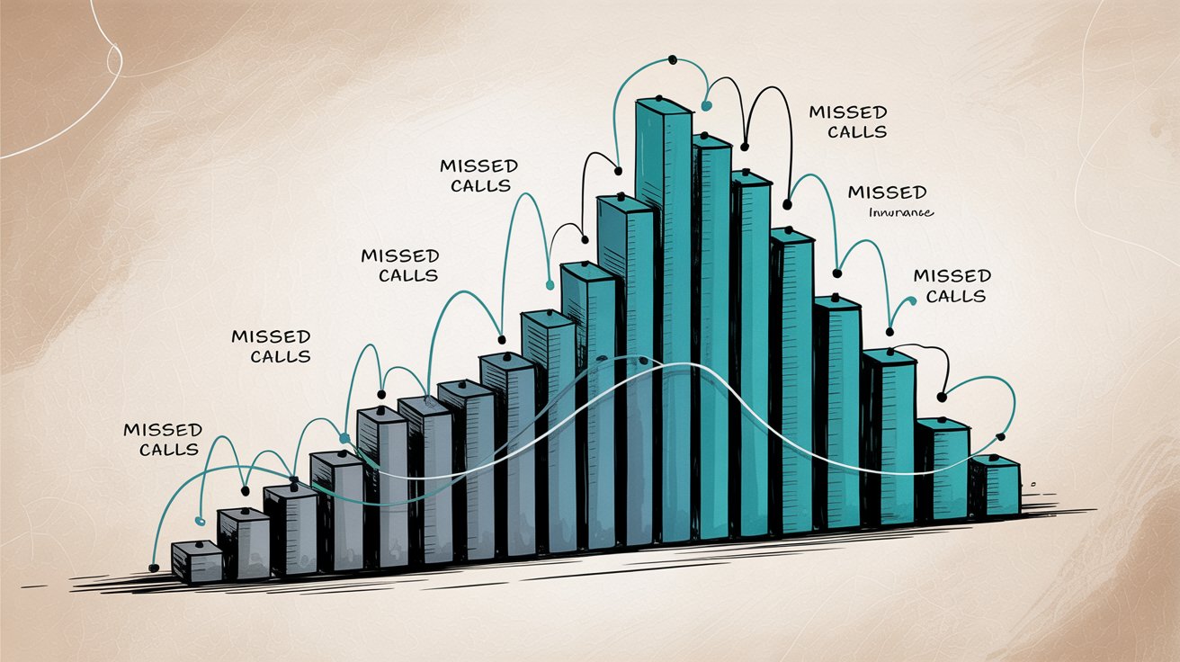 Data visualization showing missed calls statistics impact on insurance agencies