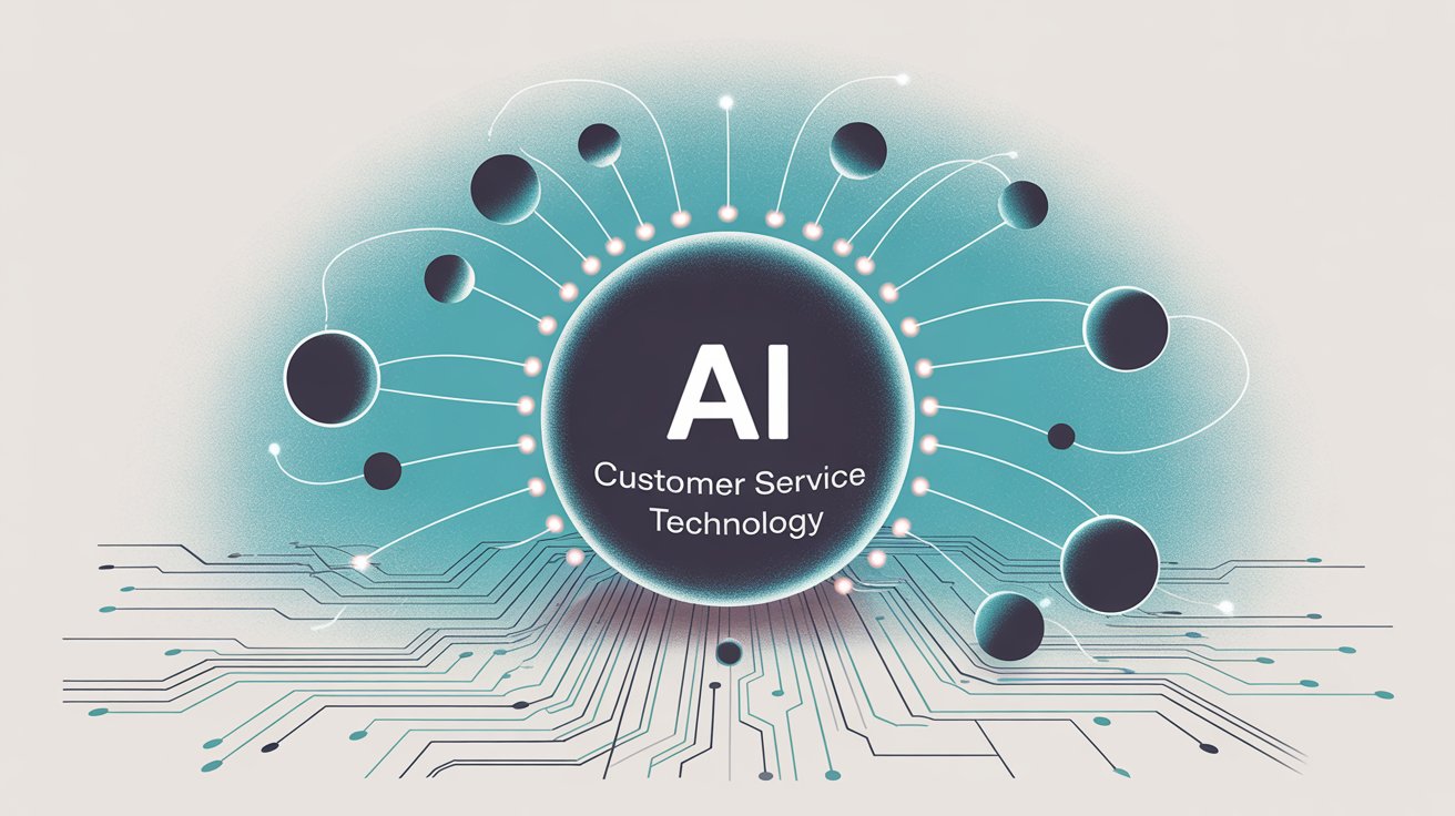 AI customer service technology showing interconnected components including natural language processing, databases, workflows, and multichannel capabilities
