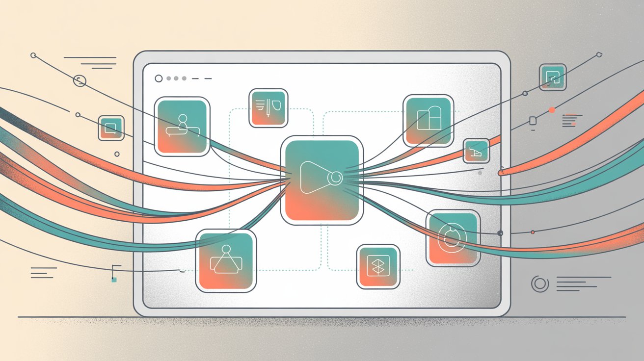 Business software integration dashboard showing AI receptionist connections with calendar systems, CRM platforms, and automated workflow tools for seamless data synchronization
