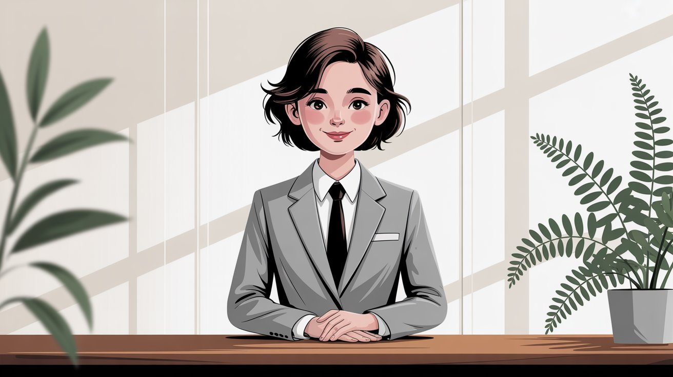 Hand-drawn illustration of Eden AI receptionist professional service concept