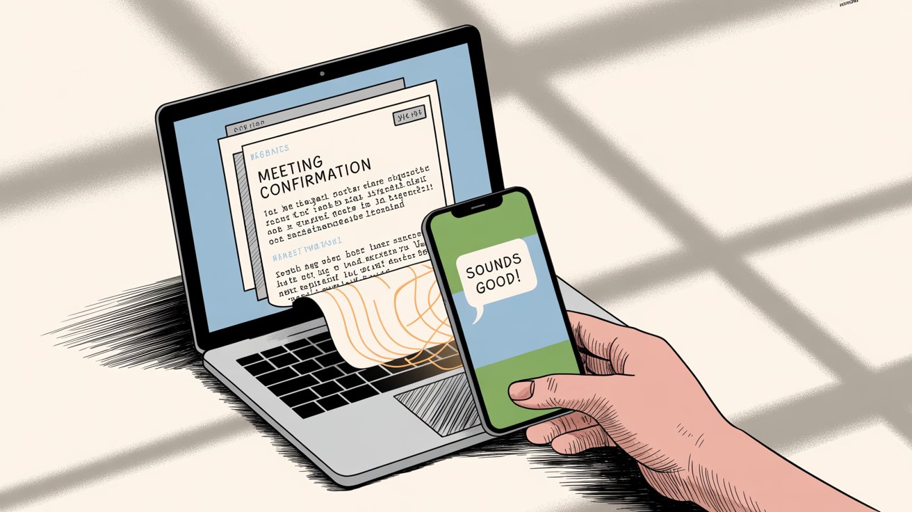 Illustration showing laptop with email converting to text message on mobile phone via SMS gateway